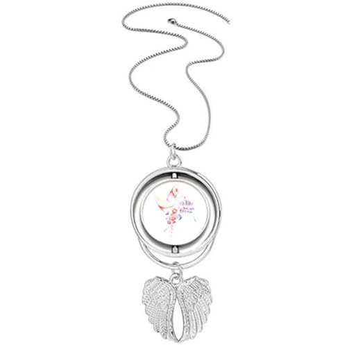 Collier pendentif carrousel et ailes d'ange pour femme avec peinture aquarelle sucette style rétro