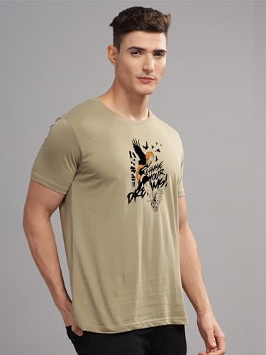 Image of ADRO Men's Cotton Comfort Fit Anime T Shirt - Premium Printed Haikyuu Tshirt - Perfect for Haikyuu Fans Print and Comfortable Fit T-Shirt