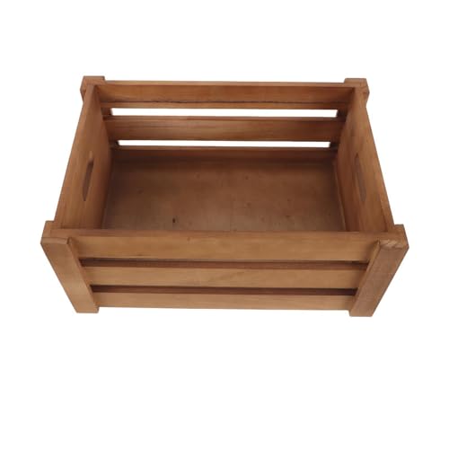 Almacenamiento de discos de vinilo en caja organizadora de madera naranja rectangular retro 2