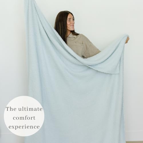 Image of SARANONI Bamboni Luxury Throw Blanket | Oversized Super Soft Plush Home Decorative Comfy Blankets for Couch or Bed | Sky Blue - X-Large 60 inch x 80 inch