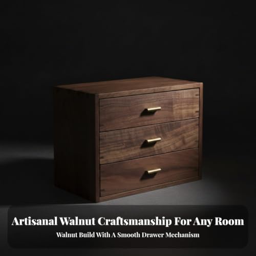 Image of Walnut Desk Organizer with Drawers Minimalist Desktop Drawer