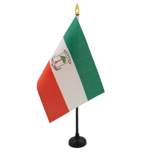 AZ FLAG - Mini Drapeau Guinée équatoriale De Table - 15x10 cm - Drapeau Équato-Guinéen De Bureau 100% Polyester Avec Hampe Pointe Dorée 25cm