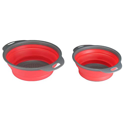 GCBTECH  Colador Plegable, 2 Unidades, de Silicona, colador de escurridor Plegable, para Cocina, Cocina, Pasta, Filtro de Silicona Plegable, Cesta de Frutas para Cocina y Camping