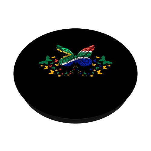 South Africa South African South Africa Flag Butterflies PopSockets Swappable PopGrip, Black - Image 2