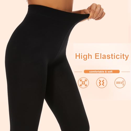 Image of DUCMODA Fleece Lined Tights for Women, Warm Thermal Winter Pantyhose, Soft Opaque Thick Leggings