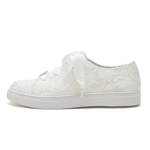 Lace Wedding Sneakers for Bride Comfortable Bridal Tennis Shoes Flat Wedding Shoes3