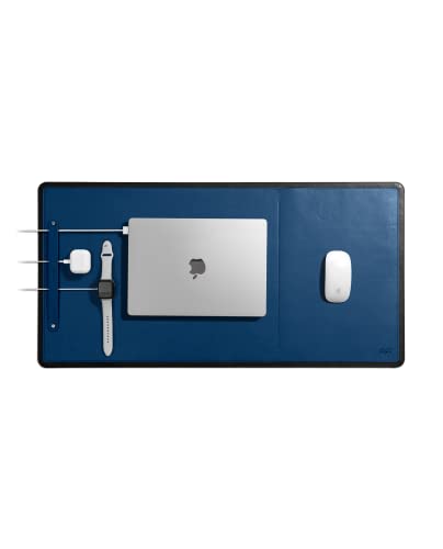 DailyObjects Dart Large Premium Vegan Leather Desktop/Laptop Desk Mat for Work from Home/Office/Gaming | Cable Organiser & Hideway Storage | Extended Mousepad & Water-Resistant - Black - Model - R2