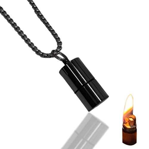 Vintage Necklace Lighter Kerosene Lighter with Grinding Wheel Soft Flame No Gas Black