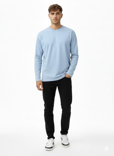 Image of Veirdo Pure Cotton Round Neck Regular Fit Solid Full Sleeve T-Shirt for Men & Boys (Available in Black, Cork, Green, Maroon, Navy, Swanwhite & White Color)