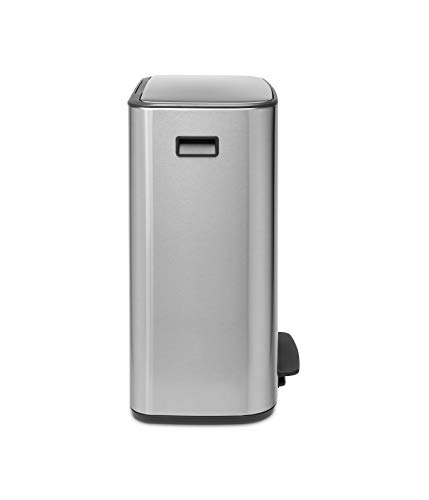 Brabantia Bo Pedal Bin - 2 x 30L Inner Buckets (Matt Steel Fingerprint Proof) Large Waste/Recycling Kitchen Bin - Soft Closing Lid
