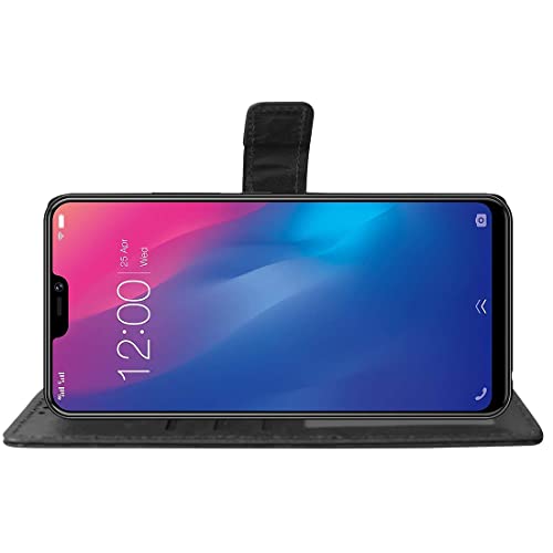 Image of Amazon Brand - Solimo Flip Leather Mobile Cover (Soft, Flexible & Kickstand Back case) Compatible for Vivo V9 / V9 Pro (Black)