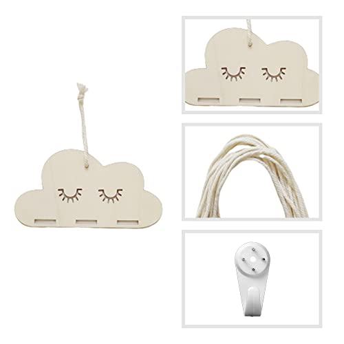 WLYCsheng Cloud-shaped Wooden Hair Clips Organizer Wall Hanging Hair Clips Holder Tassels Hair Bows Storage for Girls Hairpin Storage and Wall Decoration - Image 3