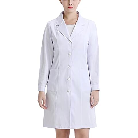 Miilovdora Laboratory Coat White Coat Work Coat Cotton Gown Perfect for Women, Students, Men, Science Laboratory, Dentist, Cosplay, White, M Cover