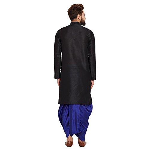 Image of SOJANYA (Since 1958 Men's Off-White and Gold Dupion Silk Dhoti Kurta Set