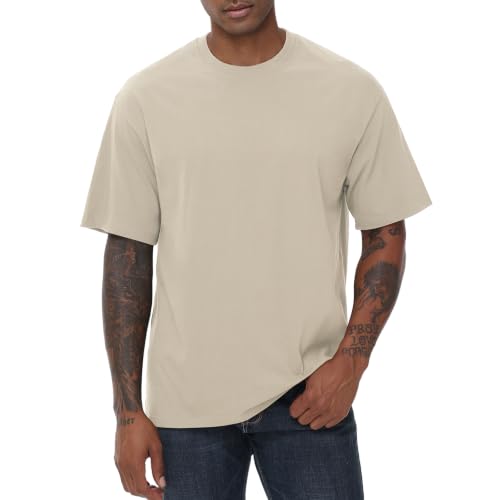 Image of KEEPSHOWING Mens Oversized Short Sleeve T-Shirts Cotton Loose Fit Tees