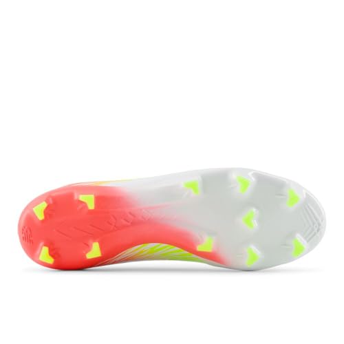 New Balance Tênis de futebol unissex adulto Furon Pro Fg V8, Branco/vermelho energético/Hi-Lite, 5.5