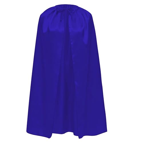 Superhelden-Umhang für Jugendliche und Erwachsene, Herren, Damen, Satin-Umhang mit Glanz, Superman-Umhang, Batman-Umhang (M/140 cm, Satinschicht, blau)