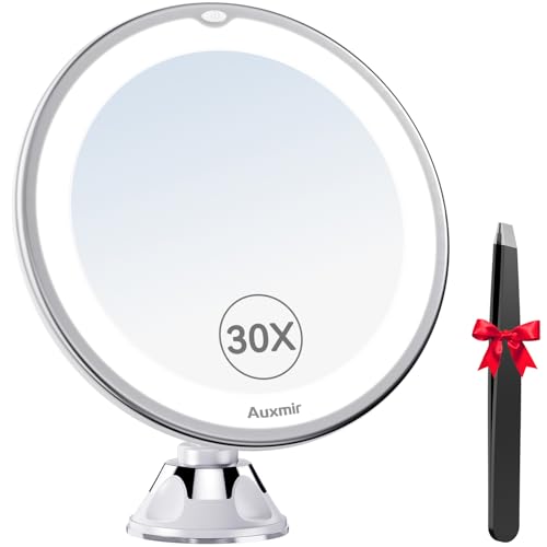 Auxmir 2026 Upgraded 30X Magnifying Mirror with Light, Makeup Mirror with 2-Level Lights, Portable...