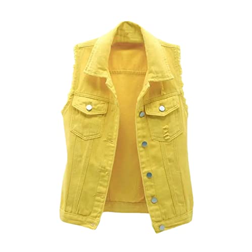 Gilet en jean pour femme jaune XL : la solution sans manches confortable pour l'automne