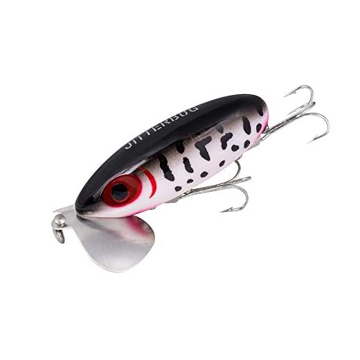 Arbogast Jitterbug Topwater Bass Fishing Lure - Excellent for Night Fishing, Wounded Coach Dog, G630 (2 in, 1/4 oz)