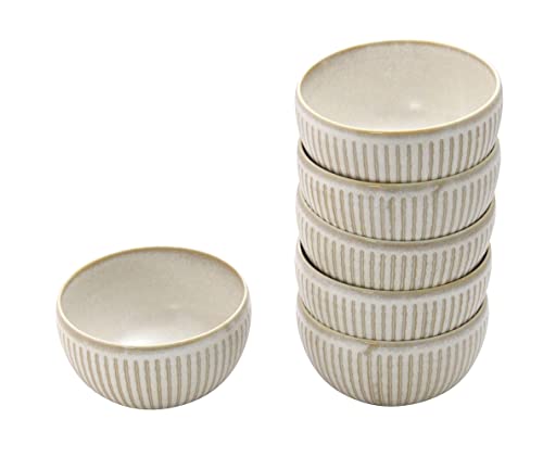 キャッスルエンタープライズ 古民家カフェシリーズ どんな料理にも合わせやすい 色釉撥水十草 【たっぷり碗(小)】 チタンマット白 6個セット 直径11.3cm×高さ6.8cm