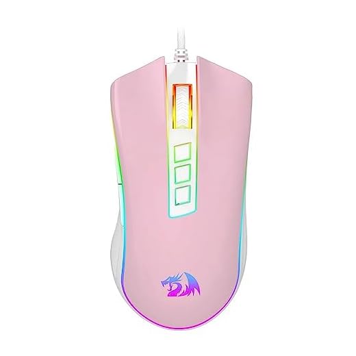 MOUSE GAMER COBRA RGB ROSA COM BRANCO
