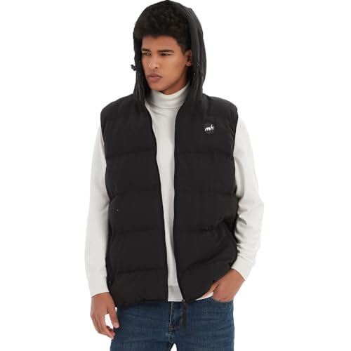Image of MADHERO Men's Puffer Vest with Hood Water-Resistant Puffy Vests Outerwear Sleeveless Jacket