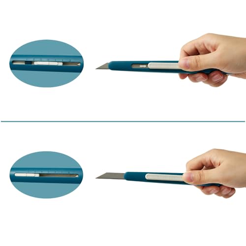 Image of Precision Knife Safety Box Cutter - Self Retractable, Slim, Quick Adjustable Blade Length - Perfect for Trimming, Crafts, Packages and PCB Board Work, ldeal for Cast Vinyl Company (Teal)