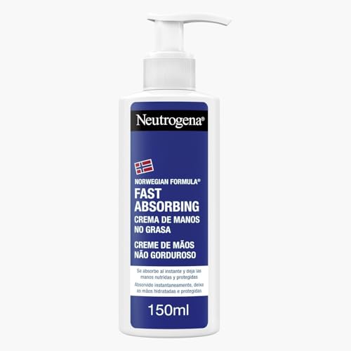 Neutrogena Formula Norvegese Crema Mani Assorbimento Rapido, Crema mani riparatrice con Glicerina e Vitamina E, Crema mani secche e screpolate dalla texture leggera, 150 ml