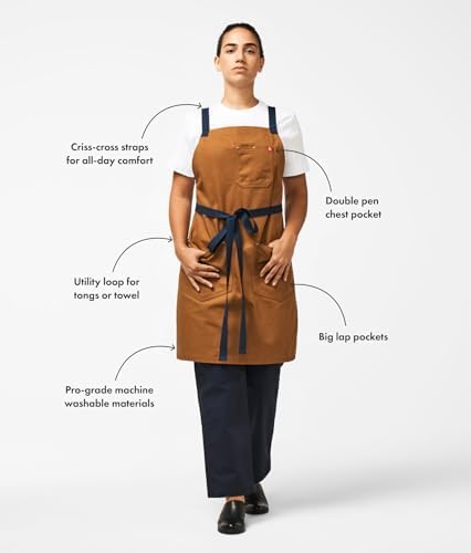 Miniatura 5 de hedley & bennett Delantal Crossback  Delantal de chef con bolsillos  100% lona de algodón, 8 onzas  Caviar