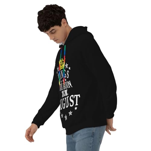 Kings Are Born In August Hoodies With Pockets Hooded Sweatshirts Casual Drawstring Hoody Pullover For Mens3