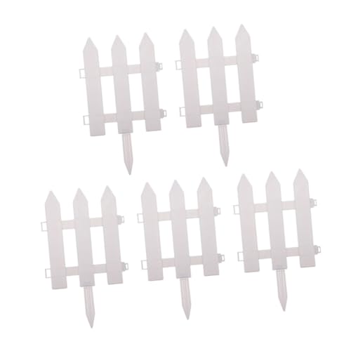 lurrose 5セット 白色プラスチックガーデンフェンス 簡易設置可能 ガーデンエッジング 花壇 芝生 園装飾用 滑らか表面 土留め兼用