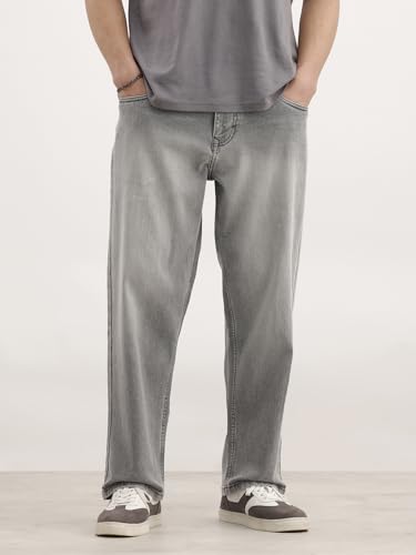 Image of WROGN Men's Cotton Jeans | Mid Rise | Loose Fit