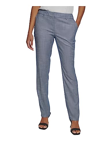 Calvin Klein Womens Petites Mid-Rise Office Ankle Pants Blue 4P