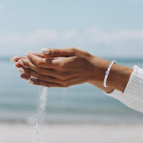 Amethyst Sun Moon Star Cuff Bracelet Sterling Silver Adjustable Bohemian Bangle, February Birthstone Jewelry Christmas Birthday Gift for Her2