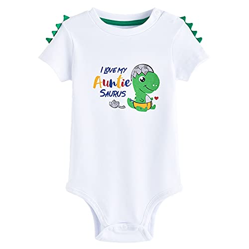 I Love My Auntie Bodysuit Newborn Dinosaur Romper Outfit Gift for Boys Girls Baby Infant Cotton Printed Saurus Short sleeve Onesies Dino Casual Summer Jumpsuit Gift