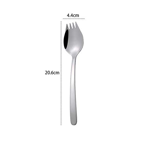 Mengbaobao Silver Sporks Salad Fork Noodle Spoon Stainless Steel Long Handle Multifunctional 8 Inch Length Pack Of 6 #TOP1