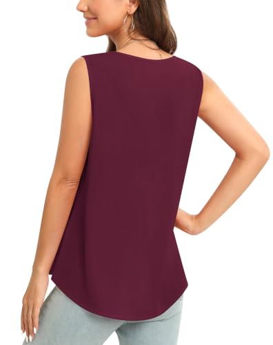 Image of Women's Sleeveless Chiffon Tank Top Business Casual Blouse Tunic Top