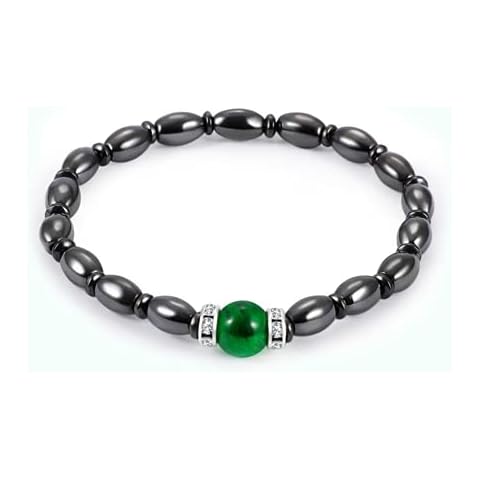 AYNEFY Slimming Bracelet, Health Care Bracelet Hematite Bracelet Magnetic Therapy with Artificial Green Gemstone for Relieve Fatigue Lose Wight Body Slimming Cover