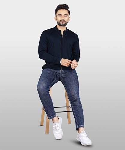 Image of FIBREZA Men Solid Polyester Sports Jacket Long Sleeves Full Zip with Pocket Gym, Running & Travel Upper Wear