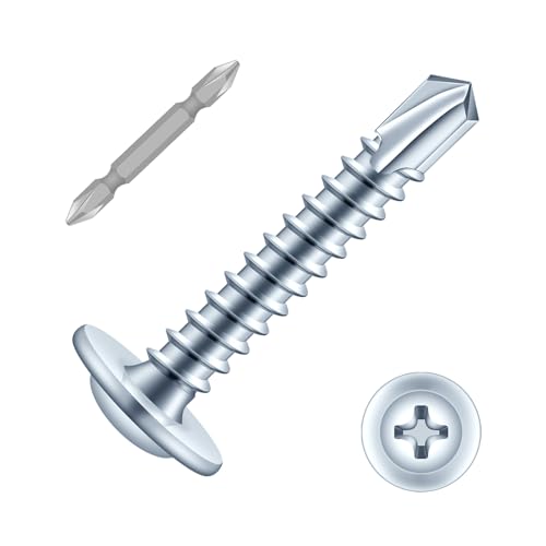 #8 x 1/2" Sheet Metal Screws, 300 PCS Etauwe Fast Self Tapping Screws for Metal, Phillips Modified Truss Head Self-Drilling Screws, Screwdriver Bit Included, Zinc-Plated