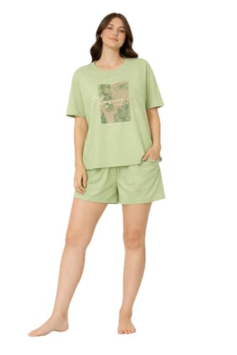 Image of Duchess Women's Cotton Printed Night Suit Set of Top & Shorts Pajama Set