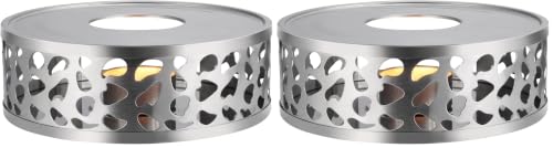 Image of Simtive Teapot Warmer, Brushed Stainless Steel Tea Warmer with Tealight Holder, Silver (Pack of 2)