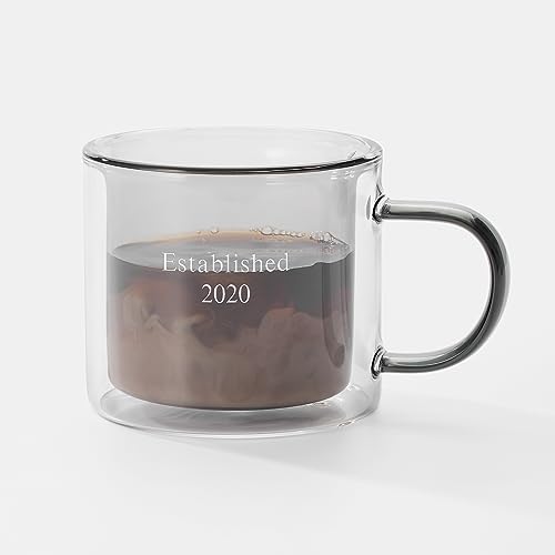 Taza de vidrio gris doble pared 8 oz miniatura 2