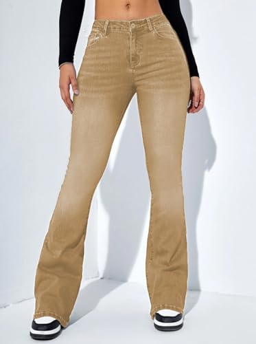 Image of Ben Martin Women's High Waist Jeans || Flared Bell Bottom Bootcut Pants || Wide Leg Stretch Denim - Perfect for Travel, Party & Everyday Use - Sizes 26-40 (1)