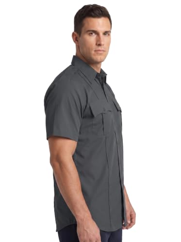 Image of First Class 100% Polyester Short Sleeve Men's Uniform Shirt White