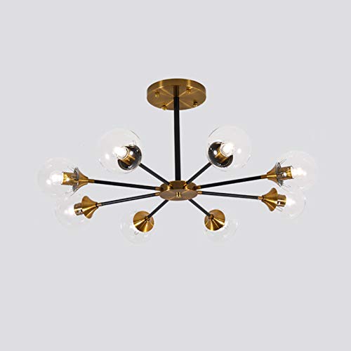 Plafonnier classique vintage de prestige lustre noir et verre soufflé ambré