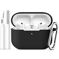 Masten Compatibile con AirPods Pro 3 Custodia - Case Protettive in Silicone per Apple AirPods Pro 3 Case Cover 2025 - Custodia Morbida a Prova Di Urto con Kit Di Pulizia e Moschettino, Nero