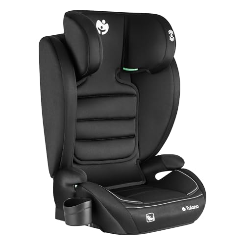 Tulano Joy 25 Auto-Kindersitz 15–36 kg mit Isofix - Gruppe 2/3 Autositz 100–150 cm | - Sitzerhöhung Kinder - höhenverstellbare Kopfstütze - Bezug waschbar - mit Gurt - Schwarz