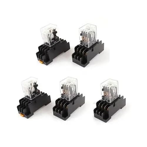 Relés de potencia 12V 4PDT con zócalo de 14 pines e indicador luminoso LED verde